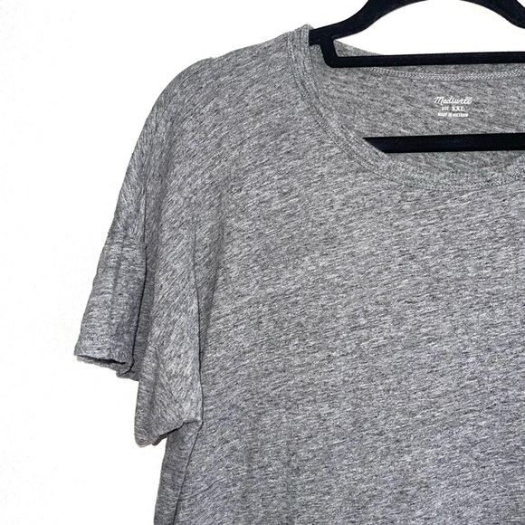 Madewell Whisper 100% Cotton Heather Gray Rib Crew Neck Tee XXlarge Women’s - Picture 4 of 11